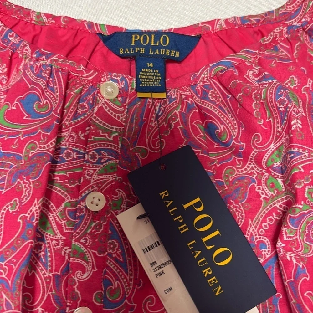 RALPH LAUREN Girls Paisley Dress, NWT. Size 14.